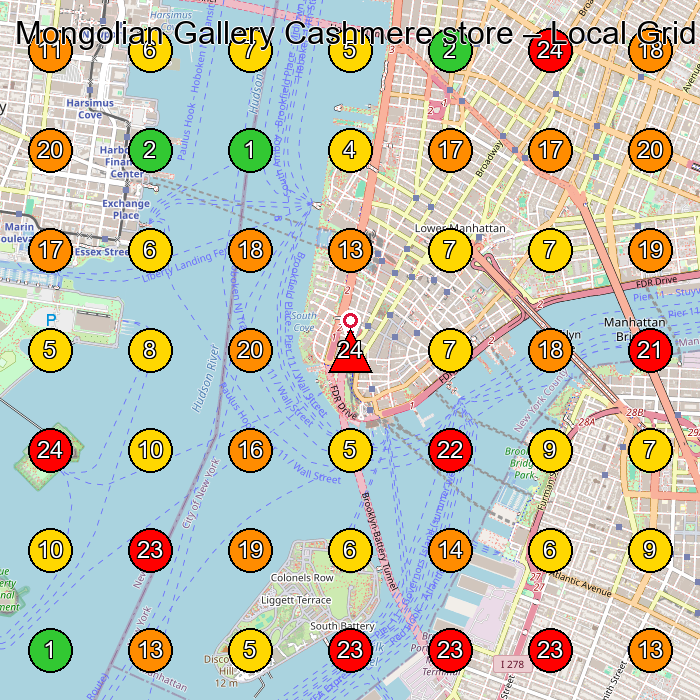 Mongolian Gallery Cashmere store Clothing Store GeoGrid ranking map for Front of Under Armour 185